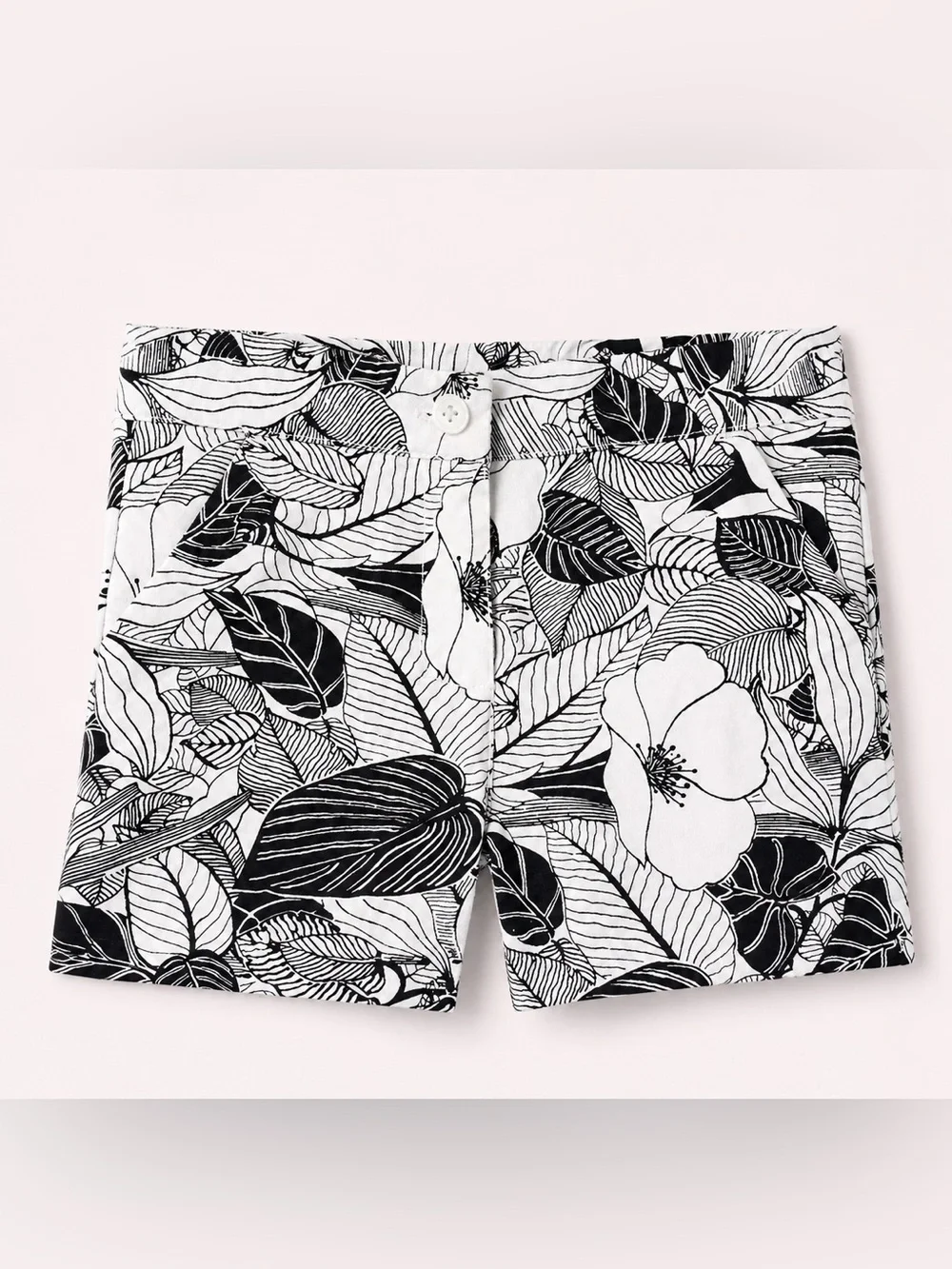 Janie and Jack Kids Girls Floral Print Shorts Size 7 Black White Cotton